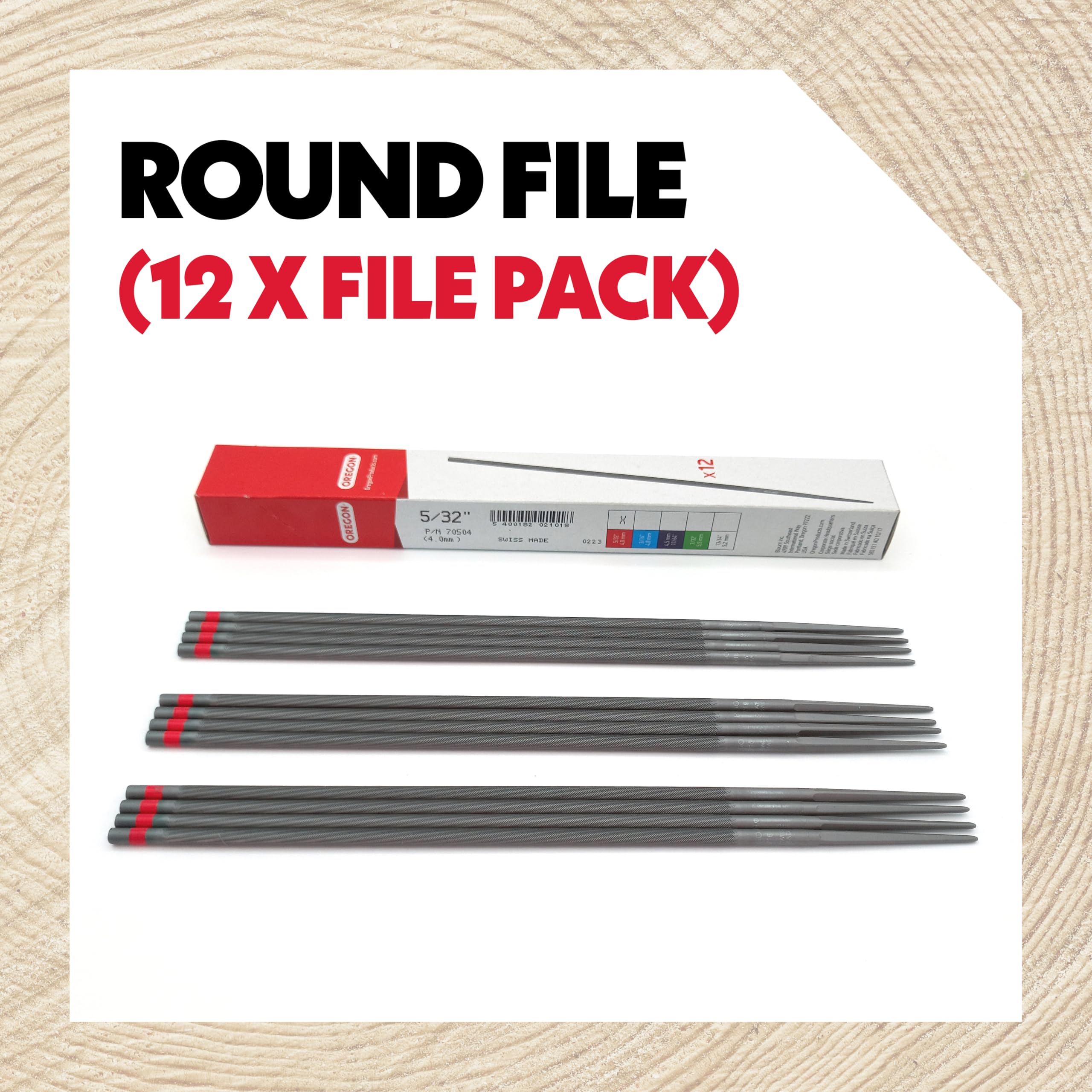 Oregon 5/32" (4.0 mm) Professional Chainsaw Chain Sharpening Round Files to Sharpen 1/4", 3/8" Low Profile Saw Chains, 12 Pack (70504) - Image 3