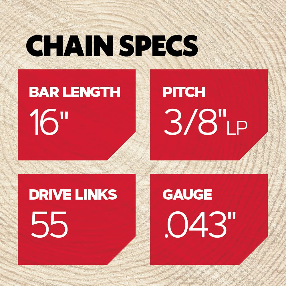 Oregon Chainsaw Chain 3/8" LP Pitch, .043" (1.1 mm) Gauge for 16" (40cm) Bar, 55 Drive Links – Low-kickback Replacement Saw Chain, Fits Several Stihl Chainsaw Models - Image 3