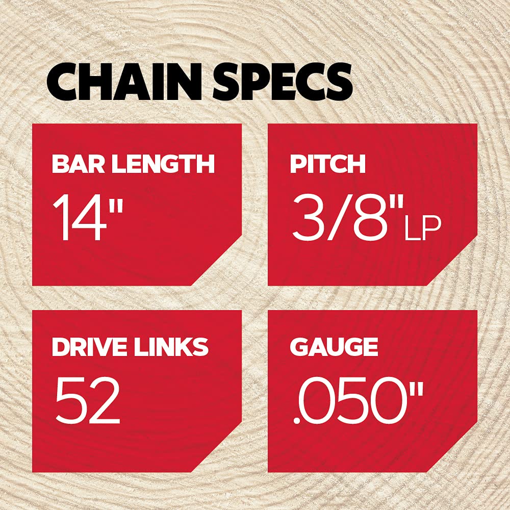 Oregon Chainsaw Chain 3/8" LP Pitch, .050" (1.3 mm) Gauge for 14" (35cm) Bar, 52 Drive Links – Low-kickback Replacement Saw Chain, Fits Earthwise, Echo, Greenworks, Homelite, Ryobi and more - Image 3