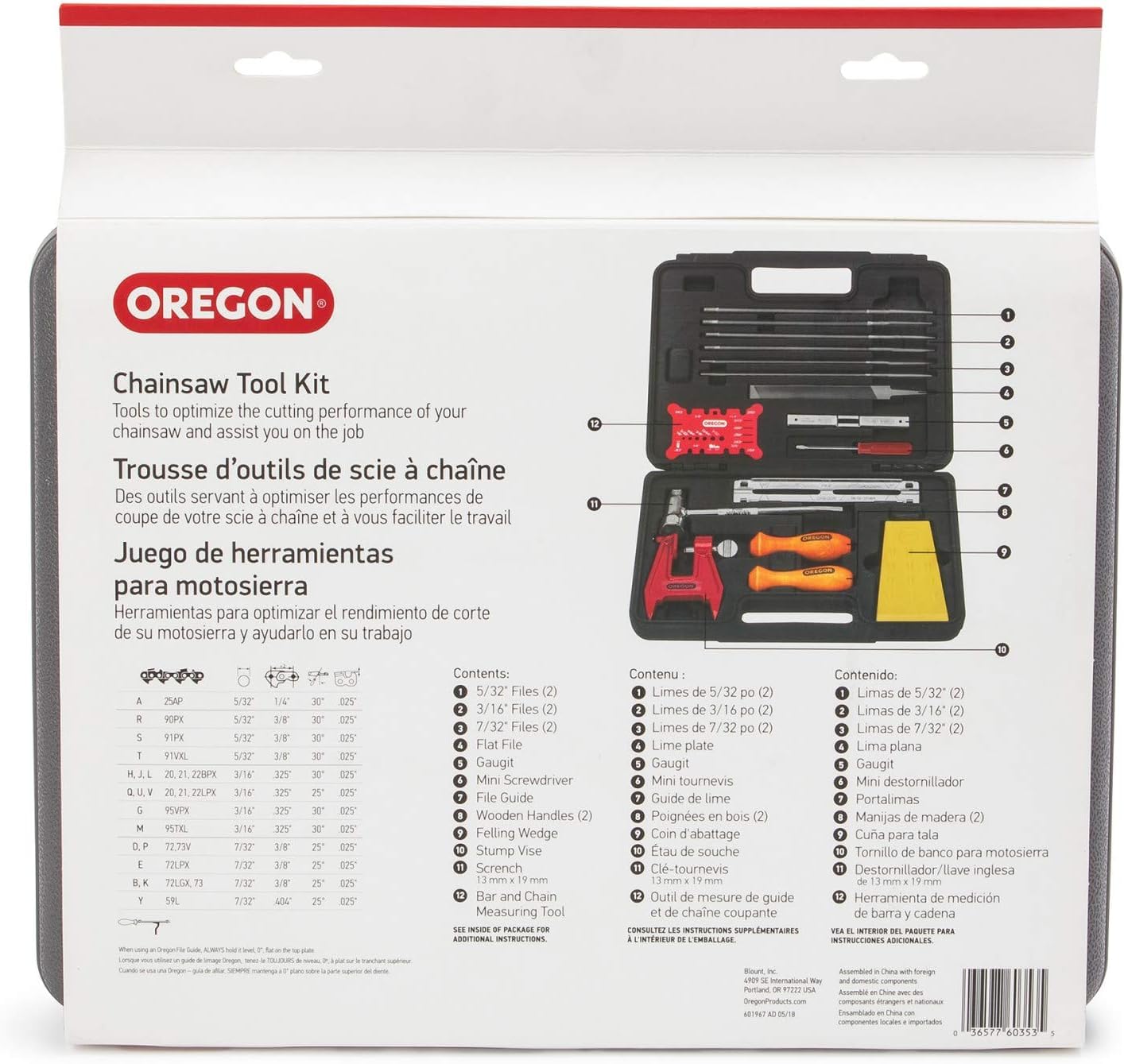 Oregon Chainsaw Chain Sharpening Kit with Hard Case - Contains Files, Handles, Depth Gauge, Stump Vise, Felling Wedge, and More Accessories - Image 3