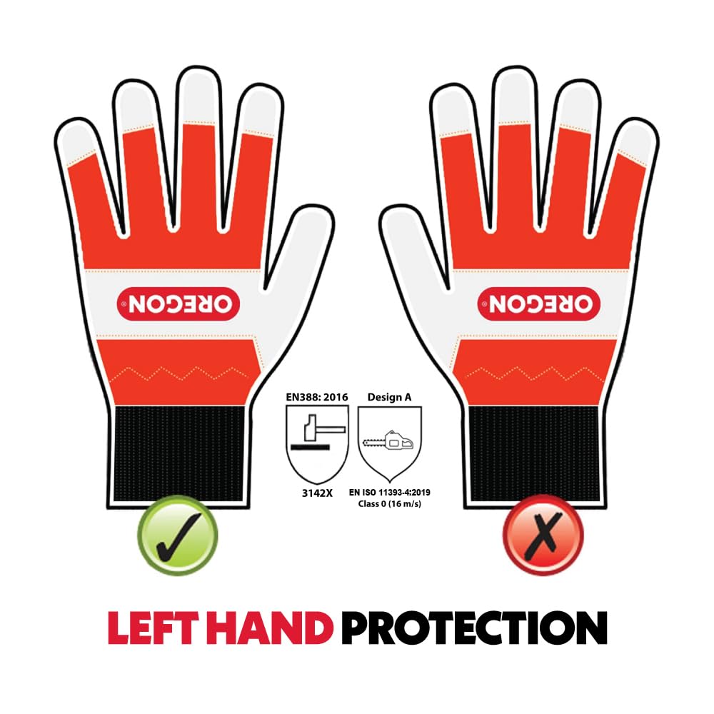 Oregon Chainsaw Left-Hand Protection Leather Gloves – Large (Size 10) (91305L) - Image 4