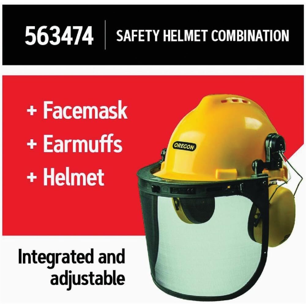Oregon Chainsaw Safety Protective Helmet with Visor Combo Set, Yellow - Image 4