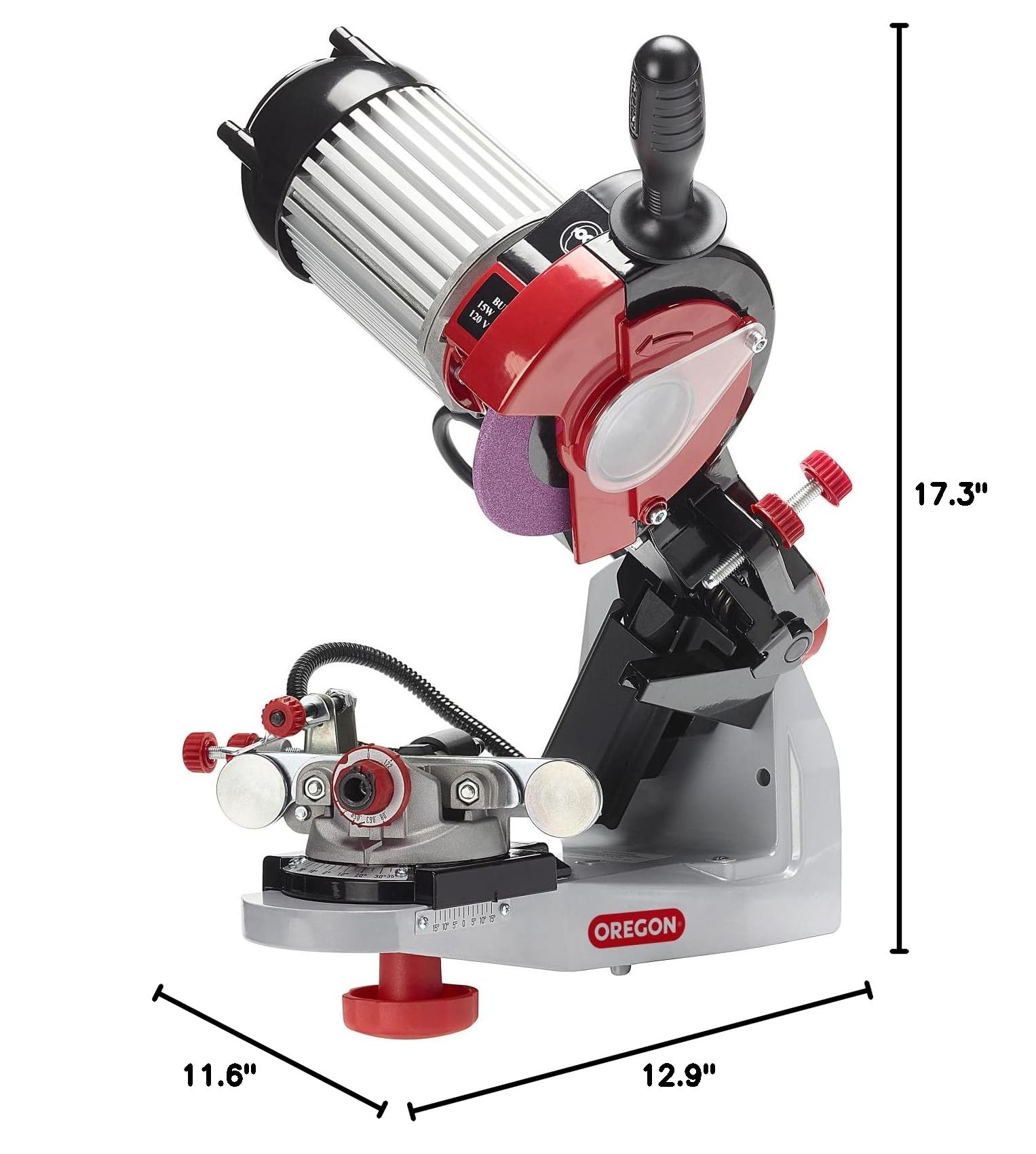 Oregon Professional 120-Volt Bench Grinder with Hydraulic Clamping, Universal Saw Chain Sharpener, for All Chainsaw Chains (620-120) - Image 5