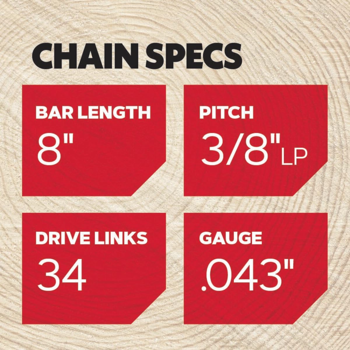 Oregon R34 AdvanceCut Replacement Chainsaw and Pole Saw Chain, for 8" Guide Bars, 34 Drive Links, Pitch: 3/8" Low Profile, .043" Gauge - Image 3