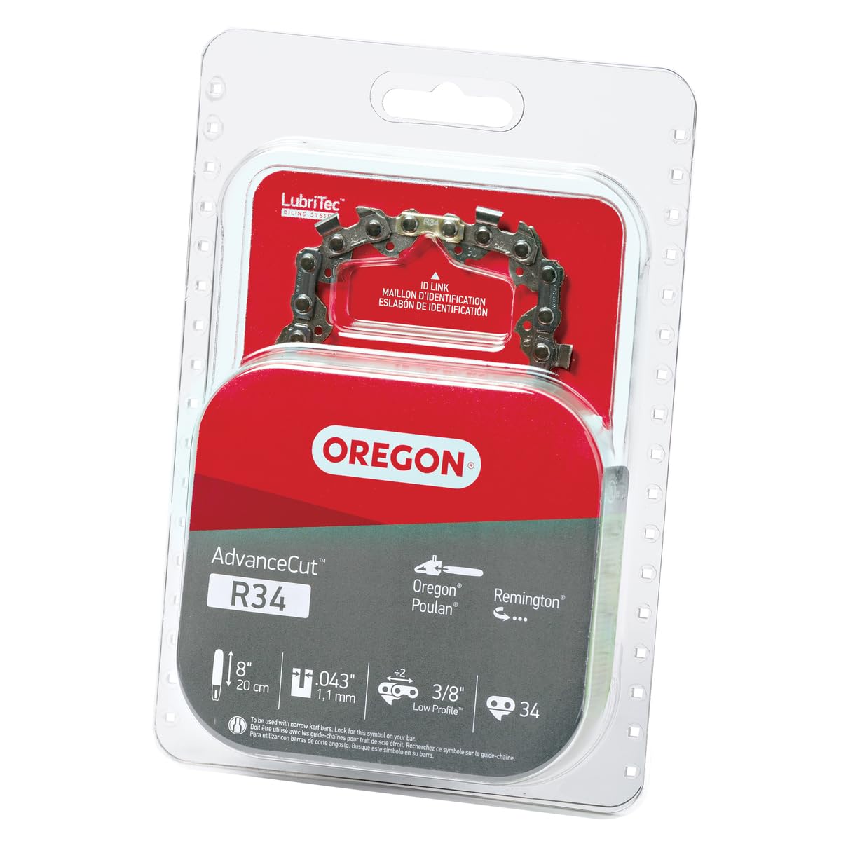 Oregon R34 AdvanceCut Replacement Chainsaw and Pole Saw Chain, for 8" Guide Bars, 34 Drive Links, Pitch: 3/8" Low Profile, .043" Gauge - Image 5